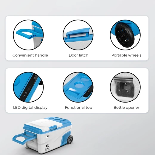 TOBY'S TR-32 Rechargeable 32L Portable Car Fridge & Freezer – 60W Compressor, Smart App Control, Removable Battery, Wheels & Pull Handle for Outdoor Camping - Tobys - Image 9