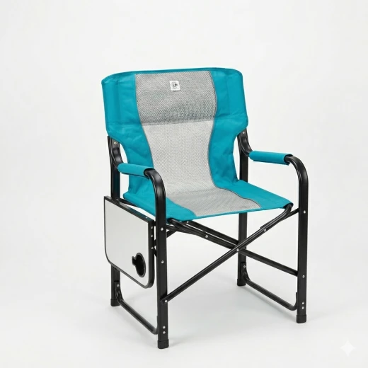 Atad Luxury Executive Folding Chair with Side Table - Supports Up to 220kg, Comfortable & Elegant Design, Blue - Atad - Image 5