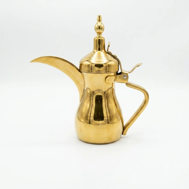 ATAD Golden Arabic Coffee Pourer – Premium Metallic Dallah for Serving Traditional Arabic Coffee (Medium Size) - Atad