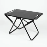 ATAD Heavy-Duty Folding Iron Camping Table – Matte Black Portable Outdoor Table (36x58x40 cm) - Atad