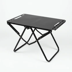 ATAD Heavy-Duty Folding Iron Camping Table – Matte Black Portable Outdoor Table (36x58x40 cm)