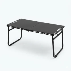 ATAD Large Family Folding Iron Camping Table – Matte Black Heavy-Duty Portable Outdoor Table (48×104×45 cm)