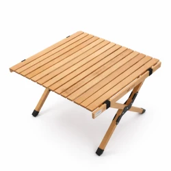 Wooden Roll Top Camping Table 60×60×45cm Natural Wood Color by Otad, foldable and lightweight design with durable weather resistant surface