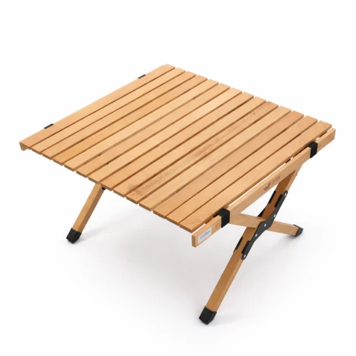 Wooden Roll Top Camping Table 60×60×45cm Natural Wood Color by Otad, foldable and lightweight design with durable weather resistant surface Wooden Roll Top Camping Table 60×60×45cm Natural Wood Color by Otad, foldable and lightweight design with durable weather resistant surface