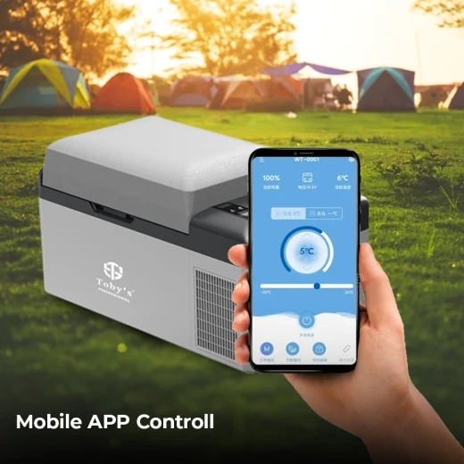 TOBY'S TR-20 Rechargeable 20L Portable Car Fridge & Freezer - 60W Compressor, Smart App Control, 15600mAh Built-in Battery & Solar Compatible for Outdoor Camping - Atad - Image 7