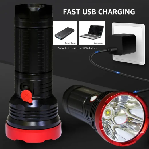 Toby’s Rechargeable LED Flashlight – 2500M Long Range, 2000 Lumens, Durable Aluminum Body with Carry Case - Tobys - Image 6