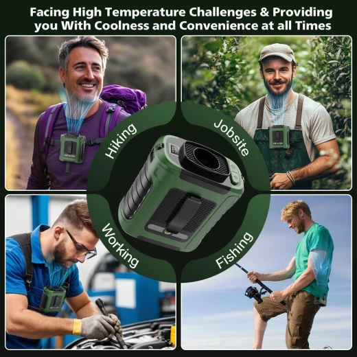 Atad Portable Waist Fan 10000mAh – 20000RPM Strong Airflow, 5 Speeds, Digital Display & Emergency Flashlight - Atad - Image 2