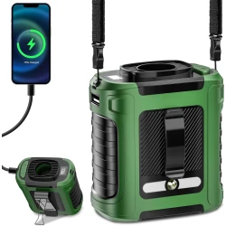 Atad Portable Waist Fan 10000mAh – 20000RPM Strong Airflow, 5 Speeds, Digital Display & Emergency Flashlight