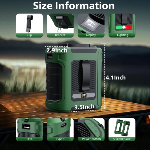 Atad Portable Waist Fan 10000mAh – 20000RPM Strong Airflow, 5 Speeds, Digital Display & Emergency Flashlight - Atad - Image 4