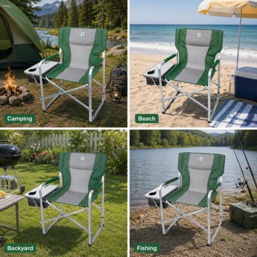 Atad Premium Executive Aluminum Folding Chair with Side Table & Storage Organizer - Lightweight, Durable & Supports 135+ kg - Atad - Image 2