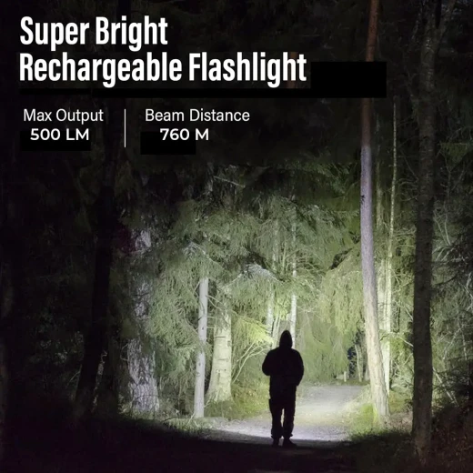 TOBY’S TORCH-120 High Power 50W Flashlight – 5000LM Brightness, 760M Beam Range, USB Rechargeable, Waterproof with SOS Mode & Handle Grip - Tobys - Image 5
