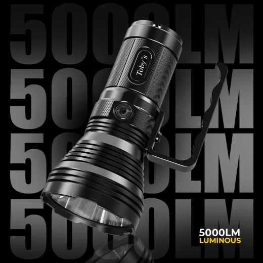 TOBY’S TORCH-120 High Power 50W Flashlight – 5000LM Brightness, 760M Beam Range, USB Rechargeable, Waterproof with SOS Mode & Handle Grip - Tobys - Image 7