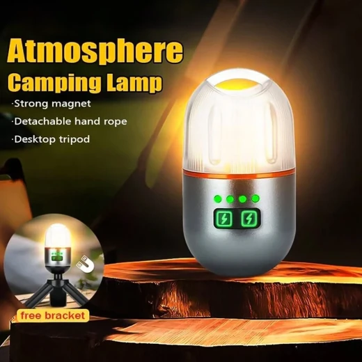 TOBY'S Portable Rechargeable Camping Tent Lamp 400mAh, 9 Lighting Modes, Compact Outdoor Lantern & Flashlight - Tobys - Image 2