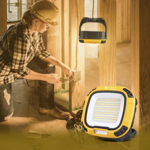 Toby’s Rechargeable LED Floodlight – 4000mAh Battery, Multi-Color Light Modes with SOS, Powerful Brightness for Outdoor & Emergency Use - Tobys - Image 7