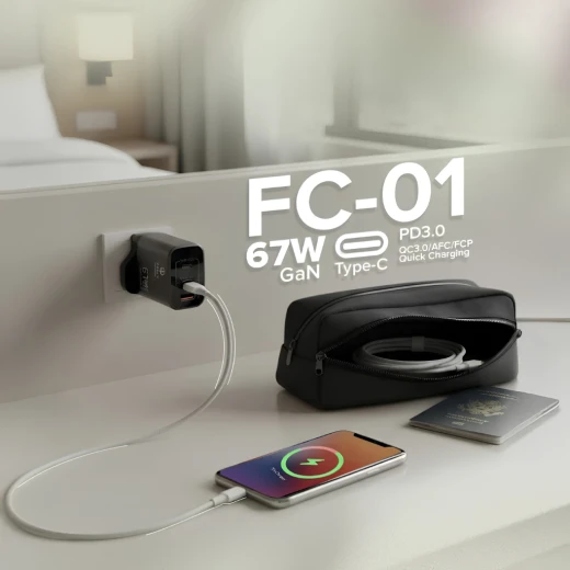 Toby's Smart 67 Watt GaN Fast Wall Charger with Triple Ports Dual Type-C and USB-A Super Fast Charging UK Plug Includes Type-C and Lightning Cables - Tobys - Image 4