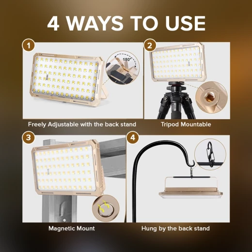 TOBY’S  Portable 150W LED Solar Work Light, 15000 Lumens – Solar & USB Rechargeable, IP66 Waterproof Flood Light - Tobys - Image 5
