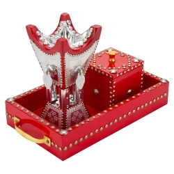 Atad Incense Burner & Bakhoor Box Set with Wooden Tray – Elegant Traditional Design