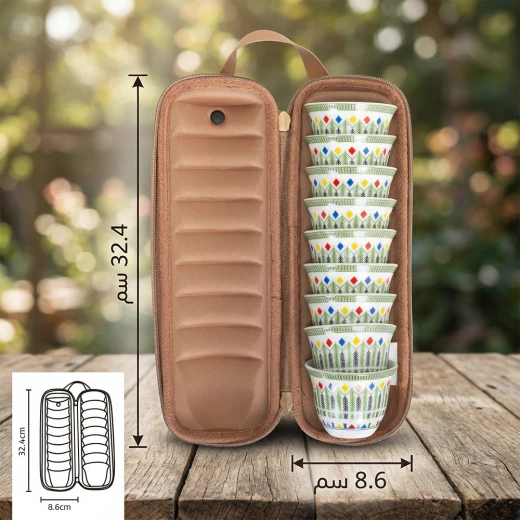 Atad 9-Piece Asiri Pattern Coffee Cup Bag – Elegant Traditional Design with Durable Wooden Structure - Atad - Image 5