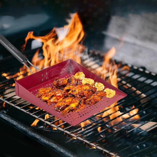 Atad Grill Tray 25.5×25.5×8 cm – Black – Non-Stick, Easy to Clean, Space-Saving & Heat Protection BBQ Tray - Atad - Image 3