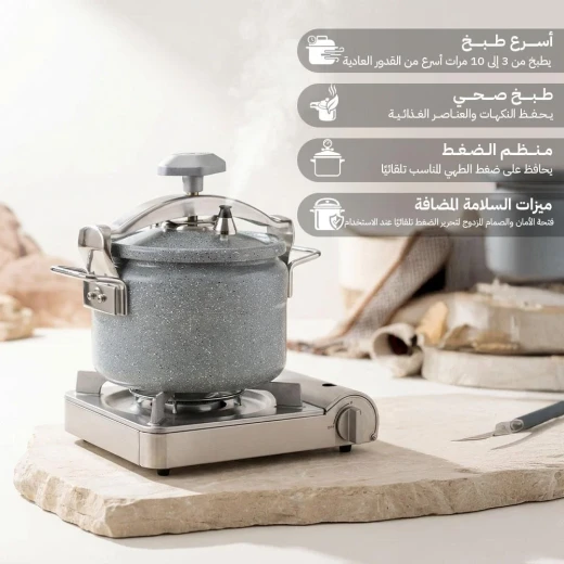 Atad Heavy Aluminum Ceramic-Coated Pressure Cooker 7L – Fast Healthy Cooking, Easy to Clean & Rust Resistant - Atad - Image 4