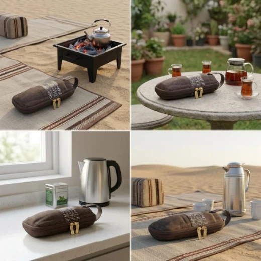 Atad Complete Shock-Resistant Tea Glass Carry Bag Set for 6 Pieces – Traditional Elegant Design with Protective Storage Organizer - Atad - Image 2