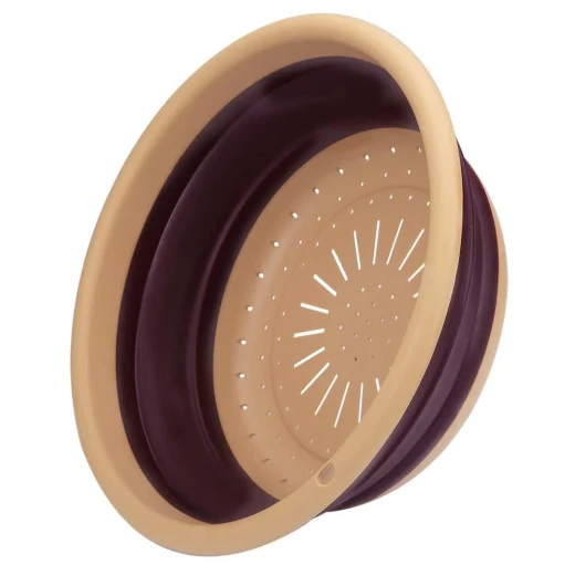 Atad Collapsible Silicone Colander 33cm Brown × Beige – Heat Resistant up to 240°C - Atad - Image 3