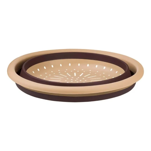 Atad Collapsible Silicone Colander 33cm Brown × Beige – Heat Resistant up to 240°C - Atad - Image 4