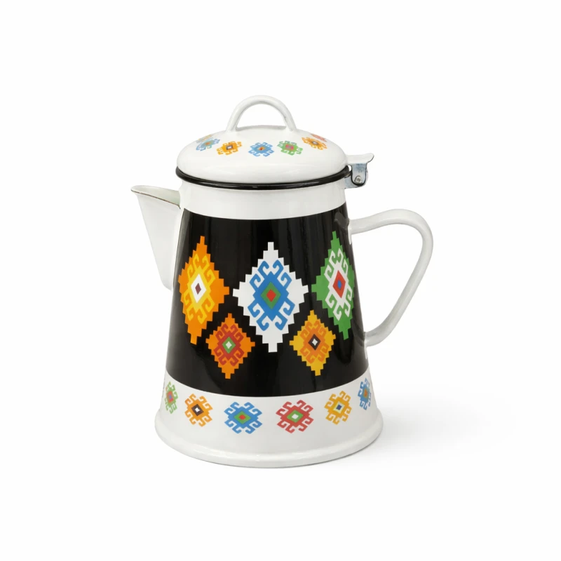 Atad Traditional Ceramic Coffee Pot White & Black 0.8L Capacity - Atad