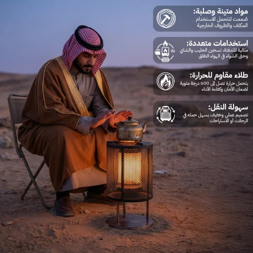 دفاية على الفحم 29.5×29.5×54.5 سم – تتحمل حرارة عالية ومتعددة الاستخدامات – من عتاد - عتاد - Image 3