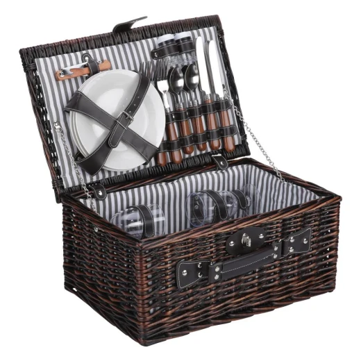 Atad 24-Piece Picnic Basket Set – Brown – Elegant Complete Dining Kit for 4 People, Perfect for Trips & Outdoor Picnics Atad 24-Piece Picnic Basket Set – Brown – Elegant Complete Dining Kit for 4 People, Perfect for Trips & Outdoor Picnics