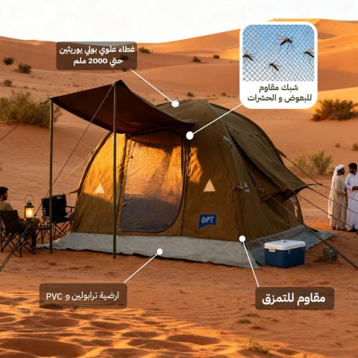 خيمة هوائية قماش قطني 2.5×2.5×2 م مقاومة للعوامل الجوية – تركيب سريع – من عتاد - عتاد - Image 3