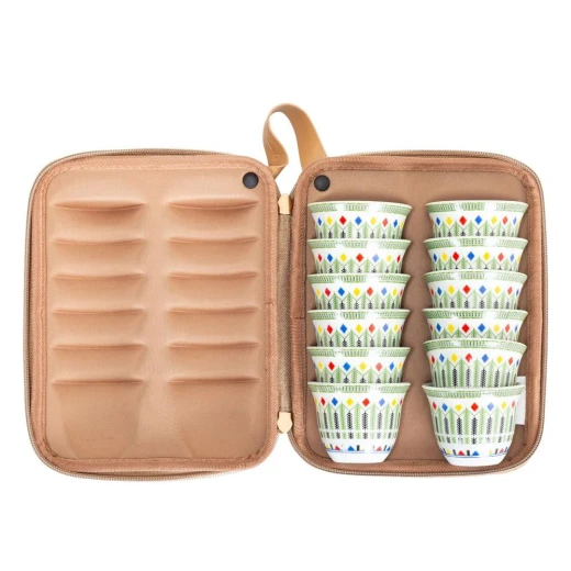 Atad 12-Piece Asiri Pattern Coffee Cup Set 16.7×24.2×7.9 cm – Shock & Moisture Protection with Portable Elegant Design Atad 12-Piece Asiri Pattern Coffee Cup Set 16.7×24.2×7.9 cm – Shock & Moisture Protection with Portable Elegant Design