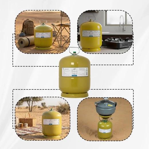 دبة غاز هندي قابلة للتعبئة 3.3 كيلو لون تفاحي سماكة 2.3 ملم بصمام أمان من عتاد - عتاد - Image 2