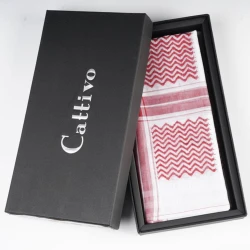 Cattivo Premium Red Cotton Shemagh, Size 58 – 100% Pure Cotton Traditional Pattern Headscarf