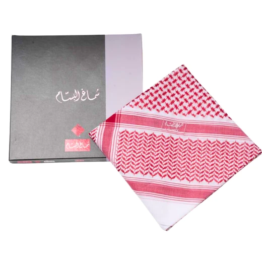 ALBASSAM Premium Red Cotton Shemagh, Size 52 – Cotton Traditional Arab Headscarf - Shemagh albassam - Image 4