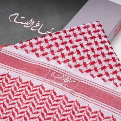 ALBASSAM Premium Red Cotton Shemagh, Size 52 – Cotton Traditional Arab Headscarf