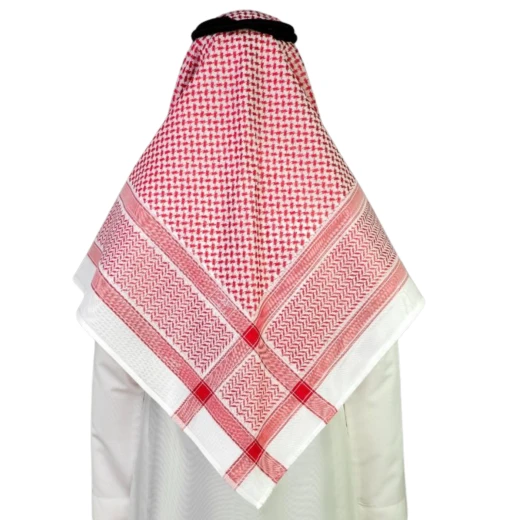 ALBASSAM Premium ALBASMA 27 Shemagh – 100% Pure Cotton Traditional Red & White Headscarf 50 - Shemagh albassam - Image 4