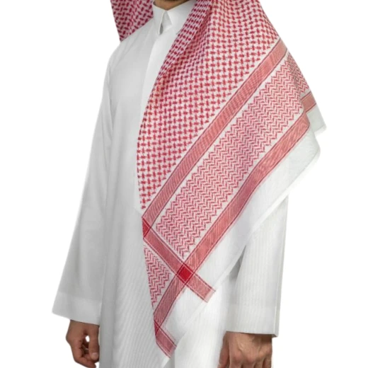 ALBASSAM Premium ALBASMA 27 Shemagh – 100% Pure Cotton Traditional Red & White Headscarf 50 - Shemagh albassam - Image 3