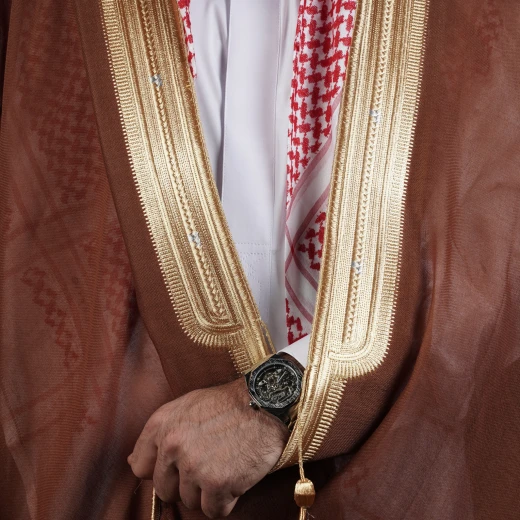 MIDRAZ Men’s Brown Qasab Collar Bisht, Size 60 – Premium Computer-Embroidered Traditional Cloak - Midraz - Image 3