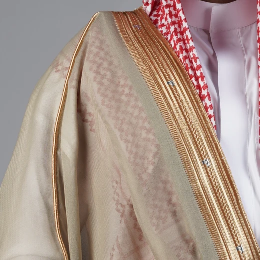 MIDRAZ Men’s Beige Qasab Collar Bisht, Size 60 – Premium Computer-Embroidered Traditional Cloak - Midraz - Image 4