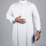 MIDRAZ Men’s White Embroidered Thobe, Size (S-56) – Elegant Detailing & Premium Stitching - Midraz