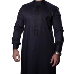 ثوب كحلي مطرّز مقاس (سمول-56) بتصميم أنيق ومريح للمناسبات اليومية – صناعة عالية الجودة من مدراز