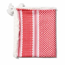 ALBASSAM Red Hand-Fringed Royal Shemagh – Premium Cotton with Elegant Traditional Design for Formal and Daily Occasions