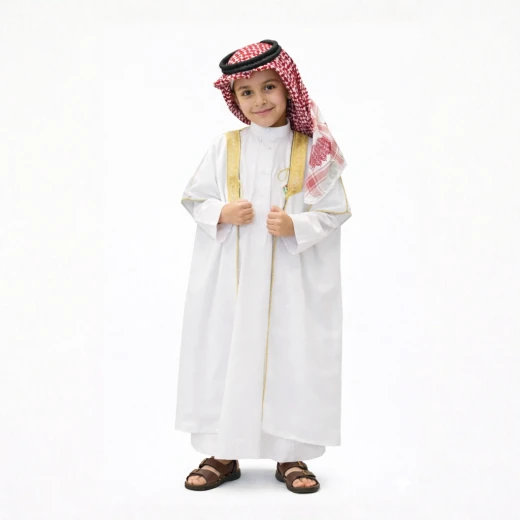 Midraz White Bisht for Boys, Size 1 – Elegant Traditional Design with Premium Fabric for Formal Occasions - Midraz - Image 2