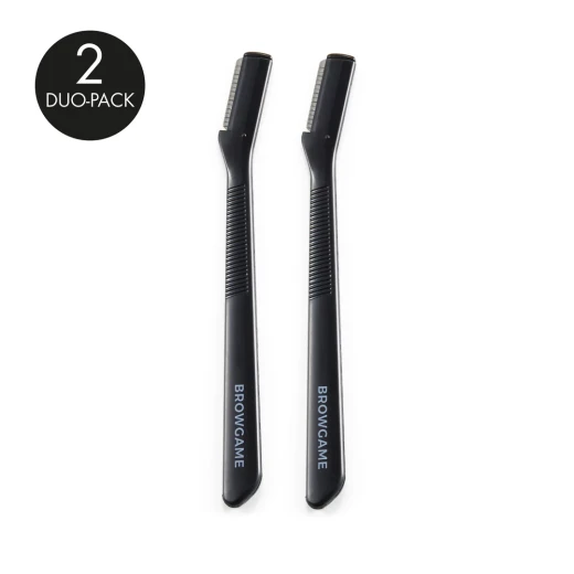 Browgame Cosmetics Eyebrow Shaping Knife Duo Pack – Precision Facial Razors for Brow Shaping & Hair Removal – Safe, Easy Grooming Tool for Women
