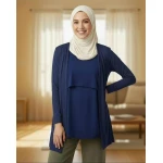 بلوزة الرضاعة الطبيعية - أزرق، مقاس اكس لارج، ناعم، مرن، سهل الاستخدام أثناء الرضاعة من فيت ماما - فيت ماما