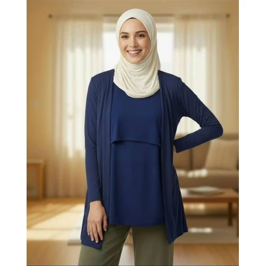 بلوزة الرضاعة الطبيعية - أزرق، مقاس سمول، ناعم، مرن، سهل الاستخدام أثناء الرضاعة من فيت ماما