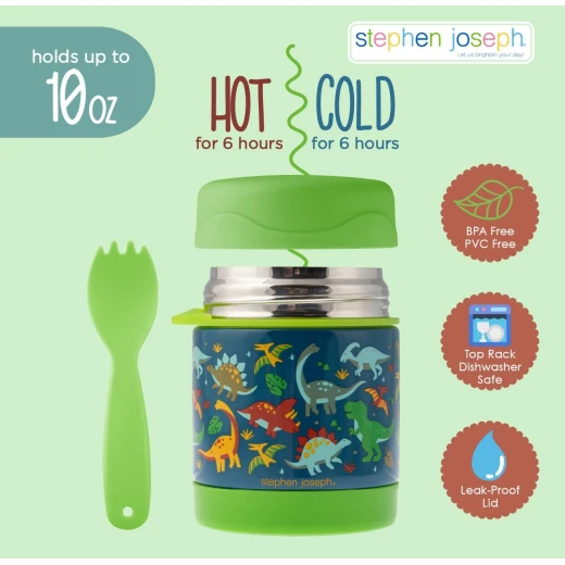 Stephen Joseph, 10oz Vacuum Sealed Insulated Food Jar for Hot Food, Lunch Thermo Kids Food Jar with Spork, Leak Proof Stainless Steel Wide Mouth Lunch Food Thermo Jar for School, Farm - Stephen Joseph - Image 4
