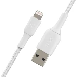 كابل بيلكين بوست تشارج USB-A مضفّر مع موصل لايتنينغ، بطول 1 متر، أبيض - بيلكين