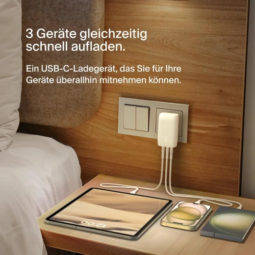 Belkin BoostCharge 67W USB-C Charger with Three Ports for iPhone 17, MacBook Pro, Galaxy - White - Belkin - Image 5